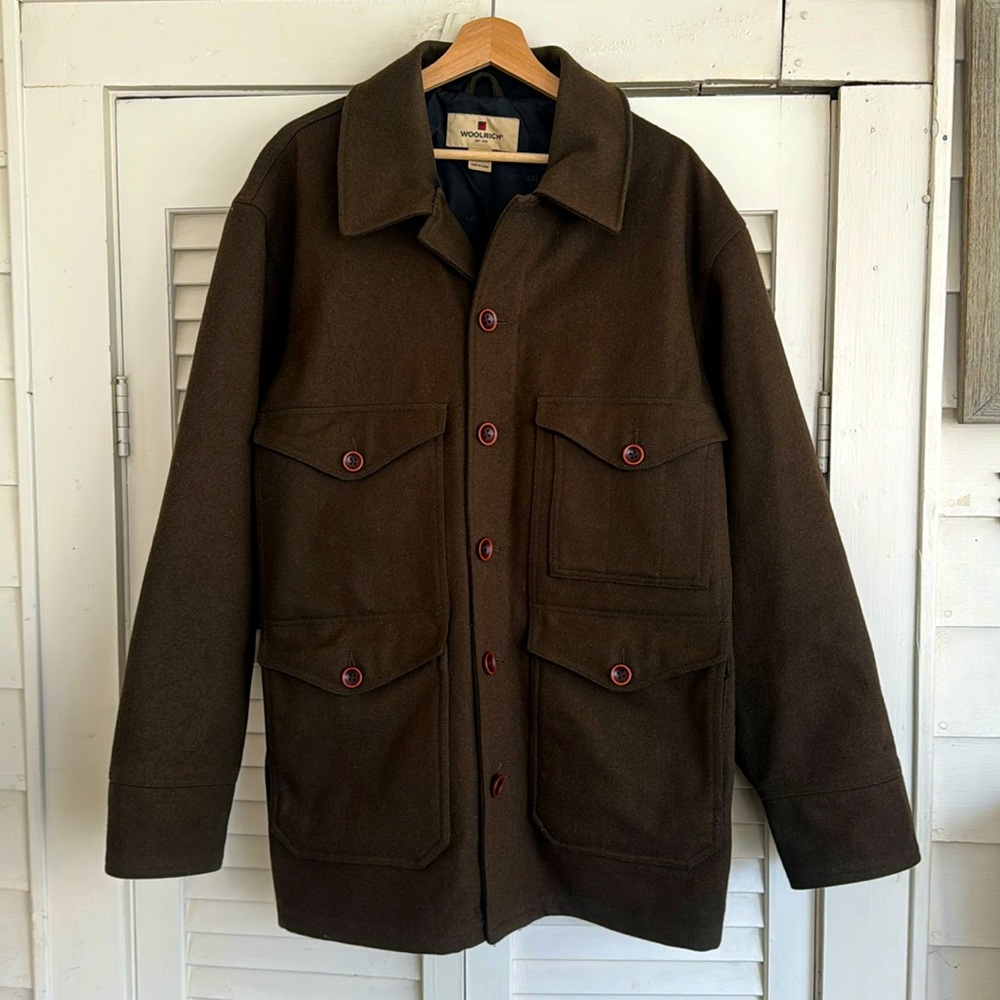 Woolrich Lined Field Coat Mackinaw Cruiser Jacket Size L Dark Loden Green